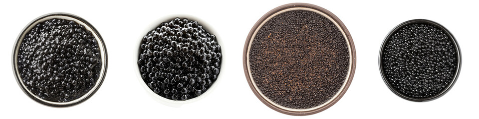Poster - Generative Ai has created an image of black caviar that is isolated on a transparent background