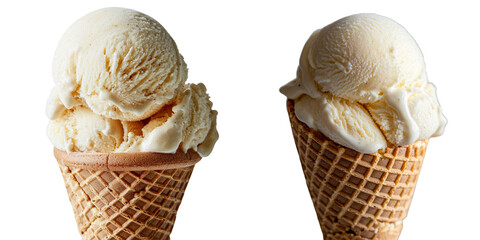 Poster - An isolated vanilla ice cream cone on a transparent background was generated using stock