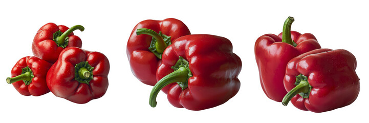 Poster - On a transparent background, a single red sweet pepper is prominently displayed, courtesy of Generative Ai