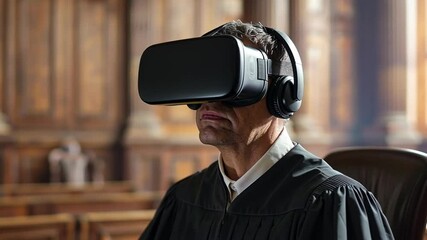 Poster - Judge conducts trial in virtual reality setting with augmented technology and immersive experience