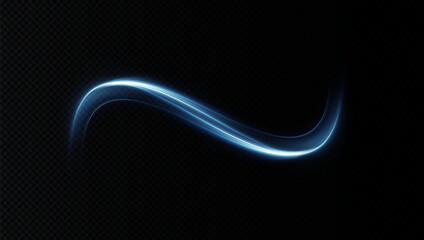 Aufkleber - Futuristic wavy neon trail with blurred motion lines and glowing energy effects. Abstract highway light stripes in red and blue, perfect for speed, technology, or modern vector design backgrounds