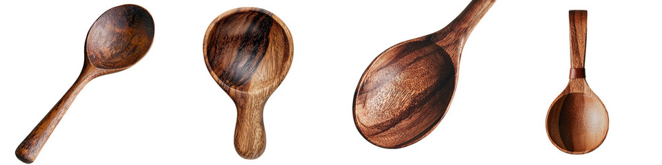 Poster - Isolated on a transparent background is a wooden spoon with caramel, a creation of Generative Ai