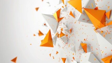 Fototapete - This dynamic abstract design features a vivid arrangement of geometric shapes in orange and white, creating a visually engaging and modern composition ideal for various creative projects.
