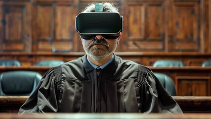 Poster - Virtual reality revolutionizes courtroom proceedings with immersive judge experiences for enhanced decision making