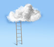 © New Africa - Ladder leading to cloud on blue gradient background