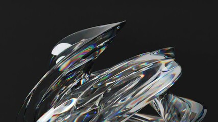 Poster - Abstract art animation with 3d rendering abstract moving glass transformation
