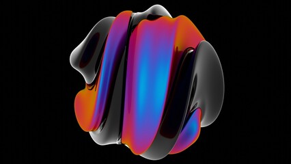 Aufkleber - Fluid black and vibrant gradient surfaces merging in a sleek abstract design, featuring bold color transitions and a modern, minimal aesthetic....