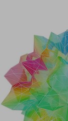 Aufkleber - A colorful polygon mesh with pastel tones and wireframe lines, forming a delicate, overlapping geometric composition that creates a modern, futuristic design........