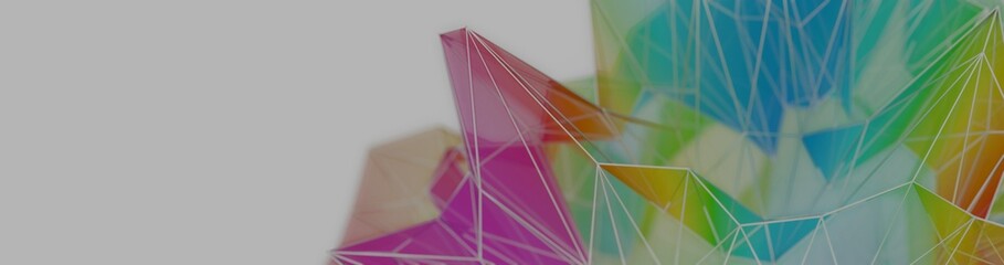 Aufkleber - A colorful polygon mesh with pastel tones and wireframe lines, forming a delicate, overlapping geometric composition that creates a modern, futuristic design........
