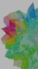 Aufkleber - A colorful polygon mesh with pastel tones and wireframe lines, forming a delicate, overlapping geometric composition that creates a modern, futuristic design........