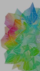 Aufkleber - A colorful polygon mesh with pastel tones and wireframe lines, forming a delicate, overlapping geometric composition that creates a modern, futuristic design........