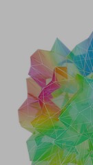 Poster - A colorful polygon mesh with pastel tones and wireframe lines, forming a delicate, overlapping geometric composition that creates a modern, futuristic design........