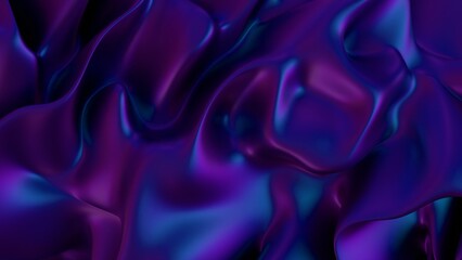 Leinwandbilder - Abstract fluid sculpture in swirling purple and blue hues on a black background, forming a soft, organic shape with smooth transitions and a dreamlike aesthetic........