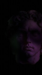 Poster - Dark, minimalistic face with subtle digital lines and a mysterious, futuristic aesthetic, capturing a conceptual portrait in a moody, modern style........