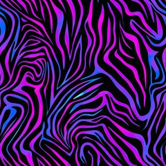 Poster - Bold Zebra Stripes Glowing Neon Seamless Pattern Design
