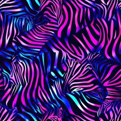 Poster - Bold Zebra Stripes Glowing Neon Seamless Pattern Design for Fashion Textile and Web
