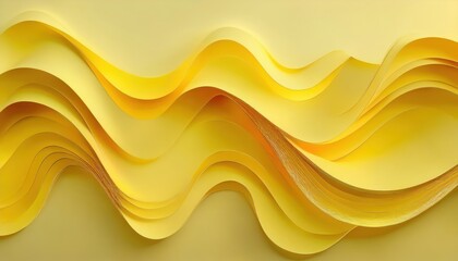 Poster - abstract yellow paper waves with smooth folds and layered curves, modern background for design, branding, and decoration

