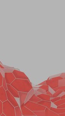 Aufkleber - Vivid red polygonal surfaces form a low-poly mountain-like landscape on a light background, creating a modern abstract design.