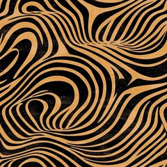 Poster - Dynamic Woodcut Seamless Pattern Flowing Curves and Contrasting Design
