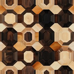 Poster - Geometric Wood Grain Hexagonal and Circular Seamless Pattern Design for Modern Projects