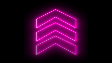 Poster - Glowing purple neon up arrow icon, up arrow indicates Money, growth business, economy, finance and success concept
