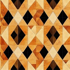 Poster - Geometric Woodcut Tessellation Seamless Triangular Pattern Design