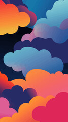 Poster - Vibrant Cloud Patterns in Modern Flat Minimalist Design for Vector Backgrounds
