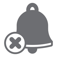 Poster - Bell ringing forbidden solid icon, prohibited items concept. Vector graphics. Alarm bell sound ban sign on white background, glyph style icon for mobile or web design.