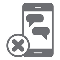 Poster - smartphone screen with message ban solid icon, prohibited items concept. vector graphics. phone, com