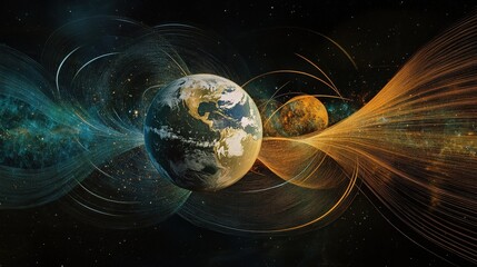 Poster - A visualization of Earth and Moon as a binary system bound by gravitational forces