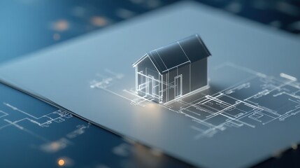 Poster - AI Generated Blueprint of a House on a Blank Background
