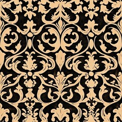 Poster - Ornamental Woodcut Scrollwork Seamless Pattern Design for Luxury Branding