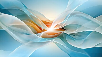 Poster - Abstract light blue gradient with a white center glow, clean and minimalistic design for modern aesthetics.