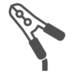 Poster - Charging clip battery connector solid icon, car service concept. Vector graphics. Electric accumulator clamp, charging sign on white background, glyph style icon for mobile or web design.