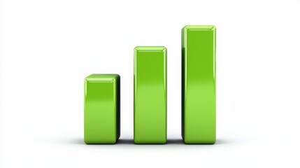 Aufkleber - Green 3D bar graph representing growth and progress in a minimalist design.