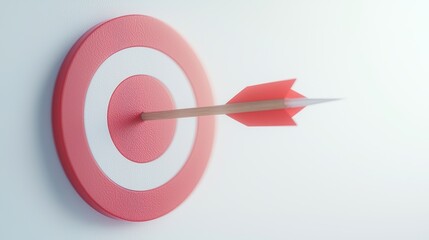 Poster - A dart embedded in a target symbolizes precision and achievement, featuring a classic red and white target design.