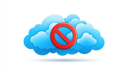 Aufkleber - No cloud symbol with a prohibition sign, representing a concept of avoiding clouds or cloud-related technologies.