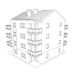 Poster - A large building with a lot of windows and balconies. The building is very tall and has a lot of windows