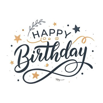 Happy Birthday. Happy Birthday vector lettering design. Modern calligraphy. Vector stock illustration