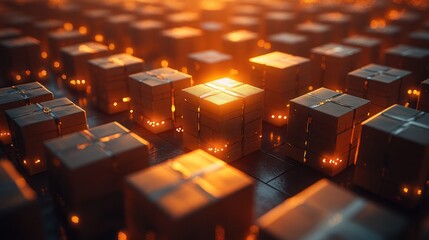 Glowing Cube Array Abstract Background