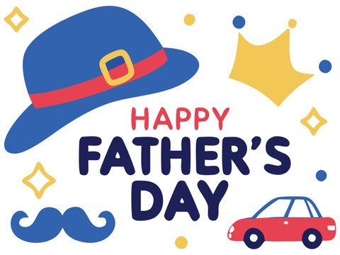 Blue Hat and Bold Typography Create a Striking Happy Fathers day Graphic