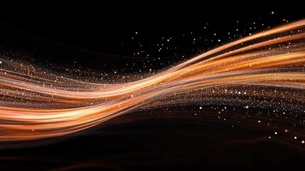 Poster - A dynamic digital stream of orange and white lines streaking across a black backdrop, embodying the flow of information and the power of technology.