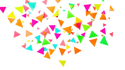 Poster - Colorful triangles falling on transparent background: a vibrant and dynamic design