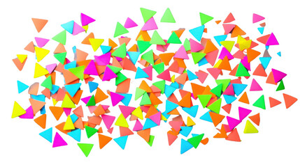Poster - Colorful triangles falling on transparent background: a vibrant and dynamic abstract design