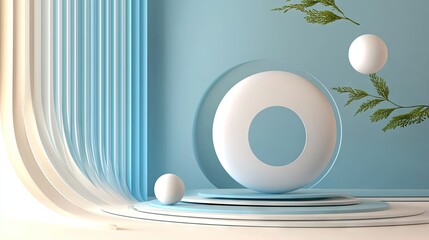 Leinwandbilder - Modern blue and white gradient background with a soft-focus white circle in the center, creating a clean, minimalist effect.