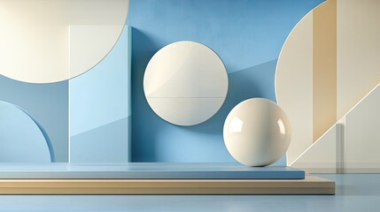 Leinwandbilder - Modern blue and white gradient background with a soft-focus white circle in the center, creating a clean, minimalist effect.