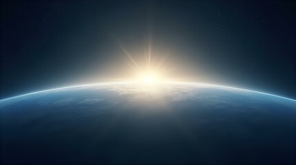 Wall Mural - Golden Sunrise Planet Earth Horizon Glow Space - Epic Cosmic Light