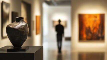 Poster - A refined modern gallery with close-up shots of art pieces, elegantly lit to highlight the texture and details of the artwork on display.
