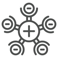 Poster - nucleus atom structure line icon, atomic energy concept. vector graphics. positive with negative aro