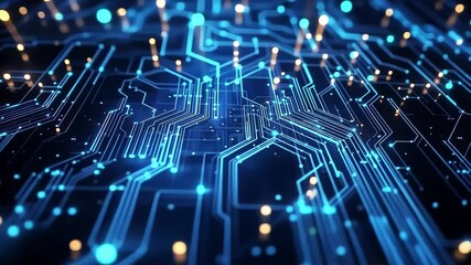 Poster - Exploring the intricate designs of circuit boards illuminated by digital lights in a high-tech environment